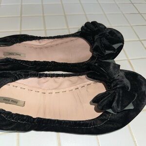 Miu Miu velvet flats with bows